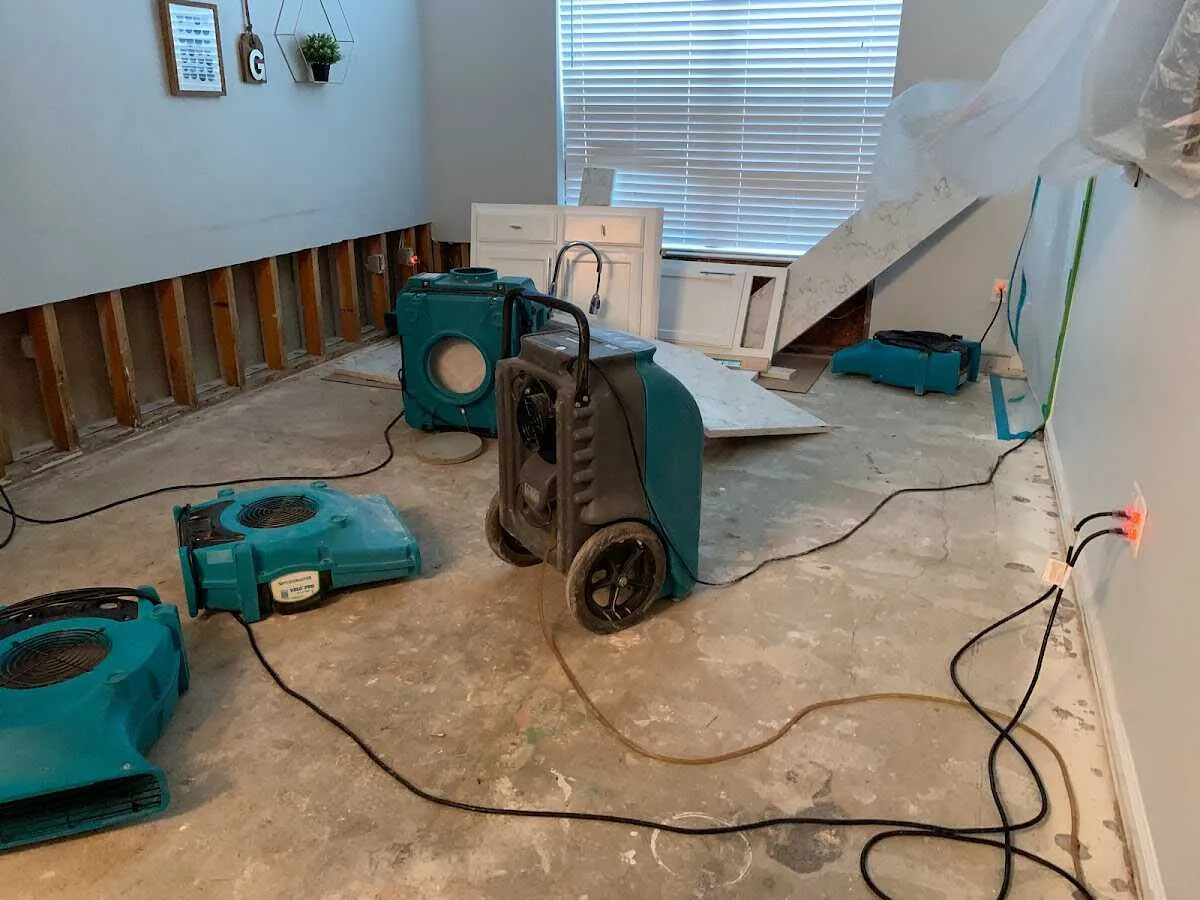 Dehumidifier in flood-cut room for Water Damage Restoration in Nampa